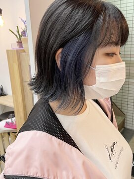 キューズ クラブ(cuz KLUB) 【cuzKLUB】インナーカラー ネイビーブルー×ボブ【池袋】