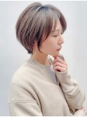 【銀座◇成田】丸みショート小顔ペールベージュボブ大人かわいい