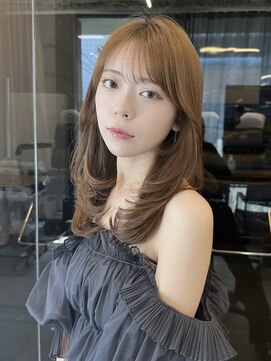 フォンズ(FONS) 顔まわりカット くびれヘア大人ガーリーチョコレートカラー
