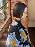 黒髪／ココアベージュ/グレージュカラー／透明感ショート