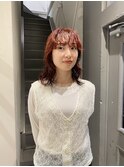 20代30代ソフトウルフ肩ラインダブルカラーカシスカラー