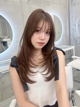 フォンズ(FONS) レイヤーカット シースルー前髪 ハイレイヤー チョコブラウン