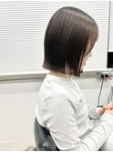 ブラウンカラーブリーチなしダブルカラー切りっぱなしボブ横浜