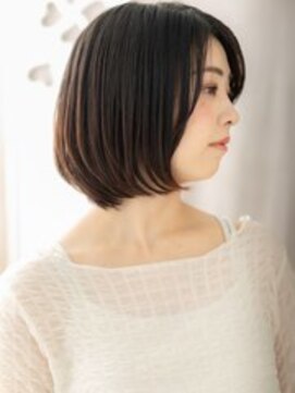 カバーヘアアンドスパ ブリス 浦和(COVER HAIR&SPA bliss) フレンチバング大人美人黒髪ダークアッシュ小顔ボブ30代40代X