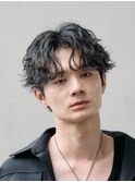 波巻きシャドウパーマセンターパートツイストスパイラルパーマ