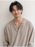 池袋 センターパートパーマ 色気パーマ アップバング　イケオジ