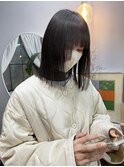 ブリーチなしオリーブグレージュカラー縮毛矯正鎖骨ボブ韓国ヘア