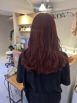 クロレ(CLORE) レッドカラー 暖色カラー ブリーチあり ダブルカラー ロングヘア