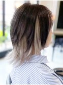 20代30代40代大人インナーカラーホワイトベージュレイヤーカット