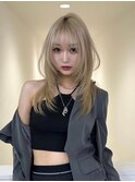 美髪/ワイドバング/外ハネボブ/ホワイトブロンド[名古屋駅/名駅]