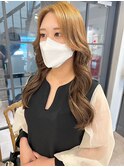 全体レイヤーブリーチオレンジベージュ