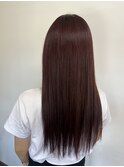 レッドブラウン　艶カラー　ブリーチ無し　トリートメント