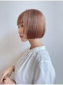 ぱつっとミニボブ×アプリコットオレンジ[横浜駅]