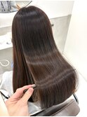 縮毛矯正 髪質改善カラー ナチュラルブラウン 地毛風ストレート