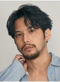 ニュアンスパーマフェザーパーマセンターパート毛流れメンズヘア