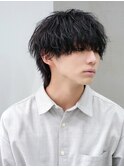 原宿ツイストスパイラルパーマメンズカットラウンドマッシュ30代