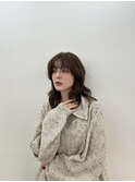 韓国顔まわりレイヤーカットグレージュオリーブベージュブラウン