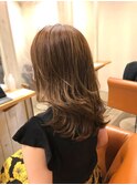 セミディ外ハネレイヤーモカブラウンベージュ/亀戸