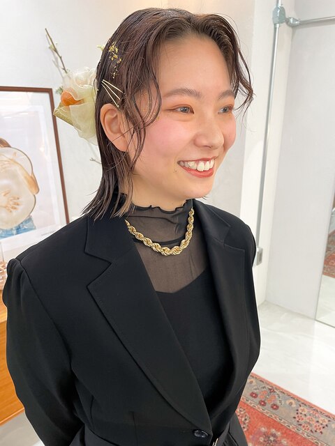 卒業式ヘアセットボブ編