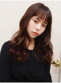 オン眉ロング ゆる巻きロングパーマ 20代30代40代