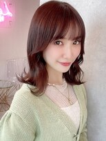 ラルムバイシー 新宿(LARME by Sea)&nbsp;韓国前髪顔周り×チェリーブラウンフェミニン【新宿/髪質改善】