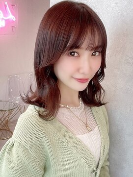 ラルムバイシー 新宿(LARME by Sea) 韓国前髪顔周り×チェリーブラウンフェミニン【新宿/髪質改善】