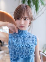 20代30代大人可愛い斜めバング小顔ショートボブシルキーベージュ