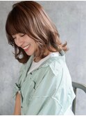 小顔外ハネミディアムアッシュ20代30代40代くびれミディ韓国ヘア