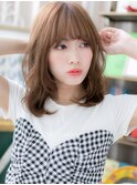 ★マロンベージュ顔周りレイヤーミディアムウルフ30代40代★1