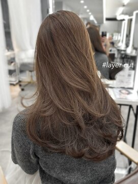 プラチナ(PLATINA) レイヤーカット顔まわり前髪セミロング20代30代40代