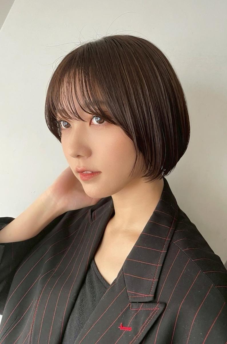 大人ボブ大人ショートボブ丸みボブ前髪あり小顔ボブミニボブ3