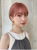 耳かけショート×ピーチピンク