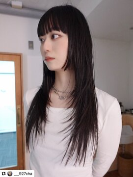 ネルケ 立川(nelke) 暗髪ロングレイヤー韓国ヘアシースルーバング立川