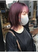 ウルフカット ピンクパープル レイヤーカット 担当山中