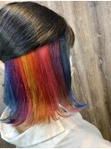ボブ　×　インナーカラー　×　レインボーカラー