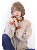 ローライトフォギーベージュ大人かわいいスリークボブ大人ボブ