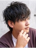 ビジネスナチュラルウルフ黒髪ツーブロックショート