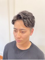 リバティシェアバーバー 銀座(LIBERTY SHARE BARBER) 七三ツーブロック×アップバングショート