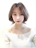 ボブウルフ外国人風カラーココアベージュ透明感20代30代40代銀座
