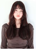 <SAKI>前髪ありナチュラルロングレイヤーのニュアンスカールヘア