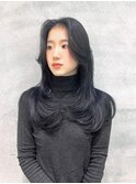 韓国風レイヤーカット顔まわりくびれオルチャン堀江