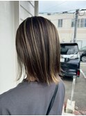 ハイライトカラー立体ハイライトボブ