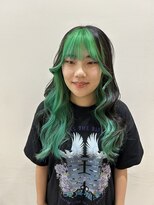 ヘアーライズ 池袋東口店(hair RISE)&nbsp;インナーブリーチしてインナーカラーはカラーミューズグリーン