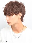 無造作ツイスパマッシュウルフアッシュブラウンメンズカラー
