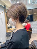 クールショート・ひし形・流し前髪・アッシュブラウン【BISA】