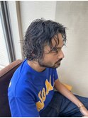 センターパートパーマ