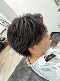 スパイキーショートパーマツイストスパイラルパーマビジネスヘア