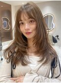 韓国ヘアーハッシュカットレイヤーカットグレージュブリーチ無し