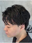 高知/シャドウパーマ/センターパート/無造作ヘア/メンズパーマ
