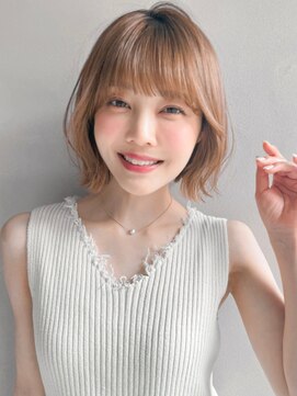 リヤン 表参道(lyann) デジタルパーマハイライトカラー前髪結べるボブ薄めバング